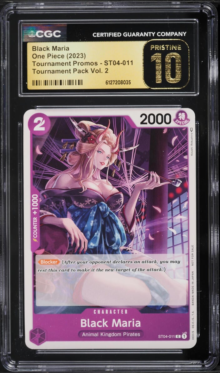 2023 One Piece Tournament Promo Tournament Pack Vol. 2 Black Maria #ST04-011 CGC 10 PRISTINE
