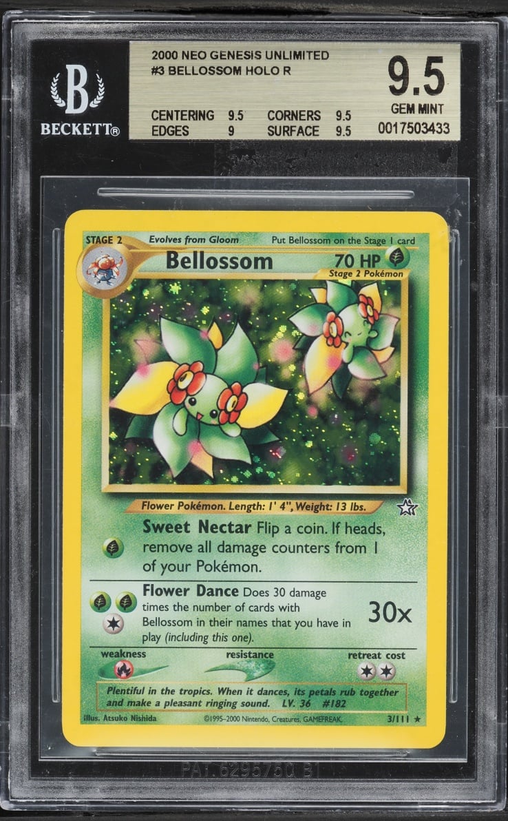 2000 Pokemon Neo Genesis Unlimited Holo Bellossom #3 BGS 9.5 GEM MINT