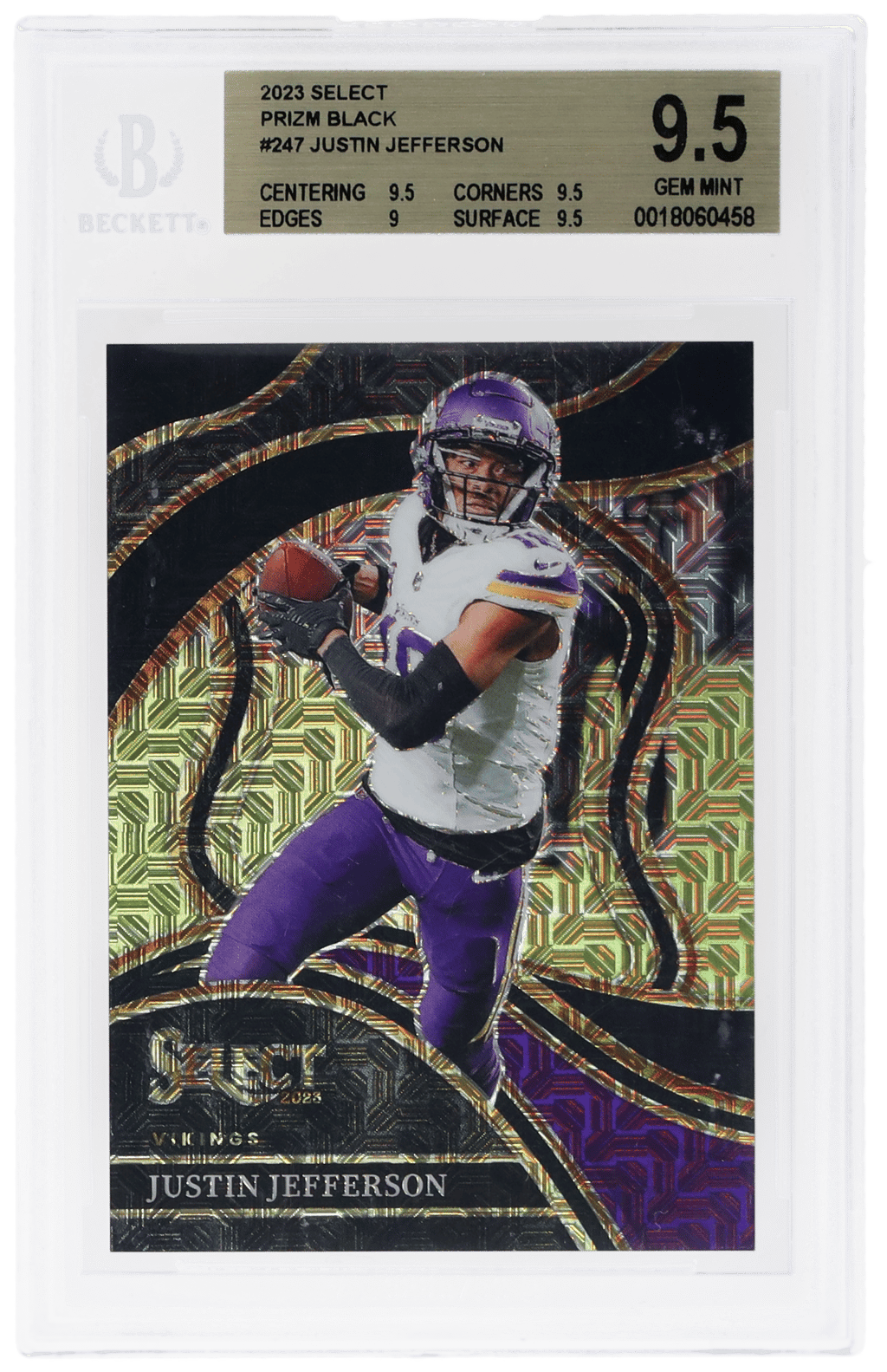 2023 Panini Select Club Level Black Prizm Justin Jefferson #247 1/1 BGS 9.5