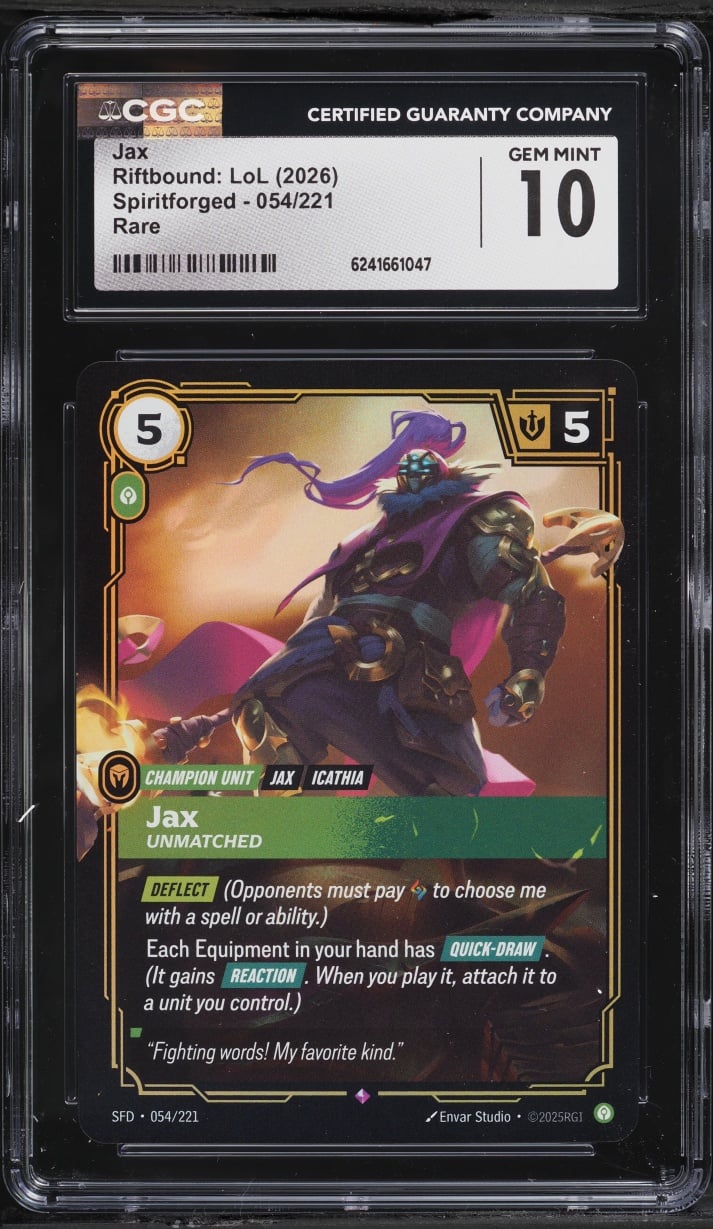2026 Riftbound League Of Legends LoL Spiritforged Jax #54 CGC 10 GEM MINT