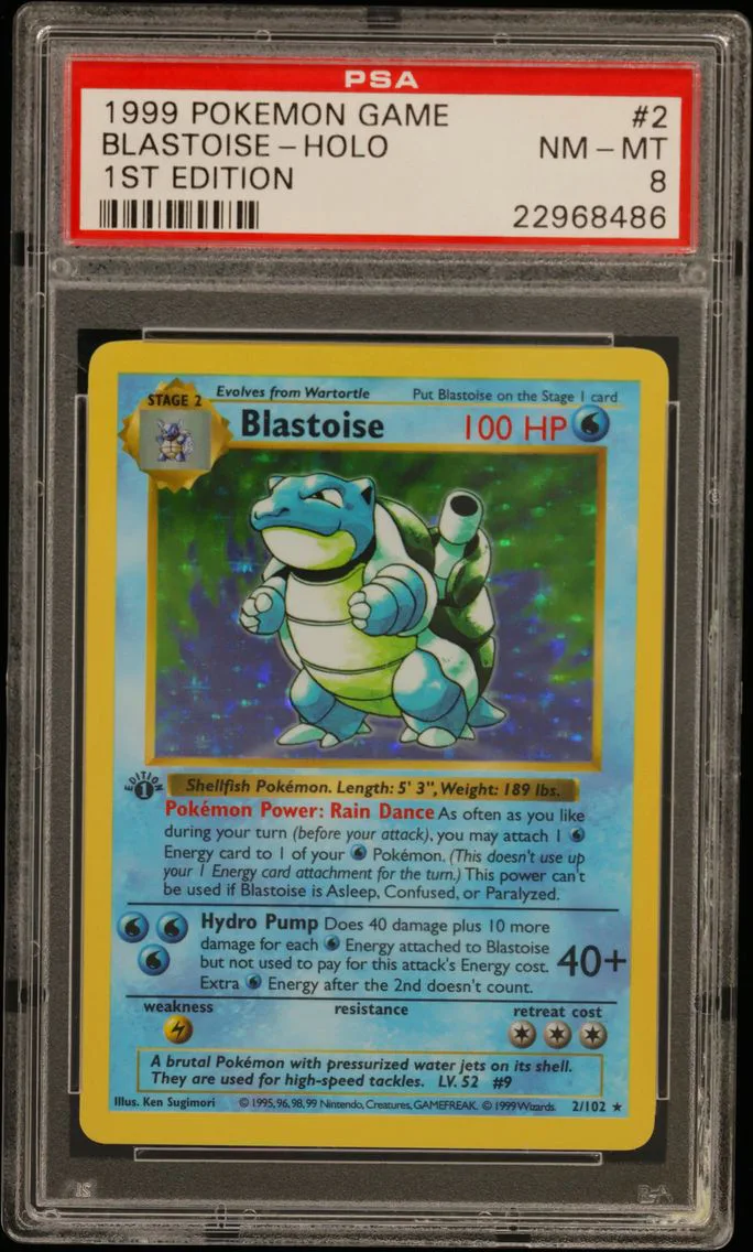 1999 #2 Blastoise-Holo 1st Edition PSA 8 Game — Epic