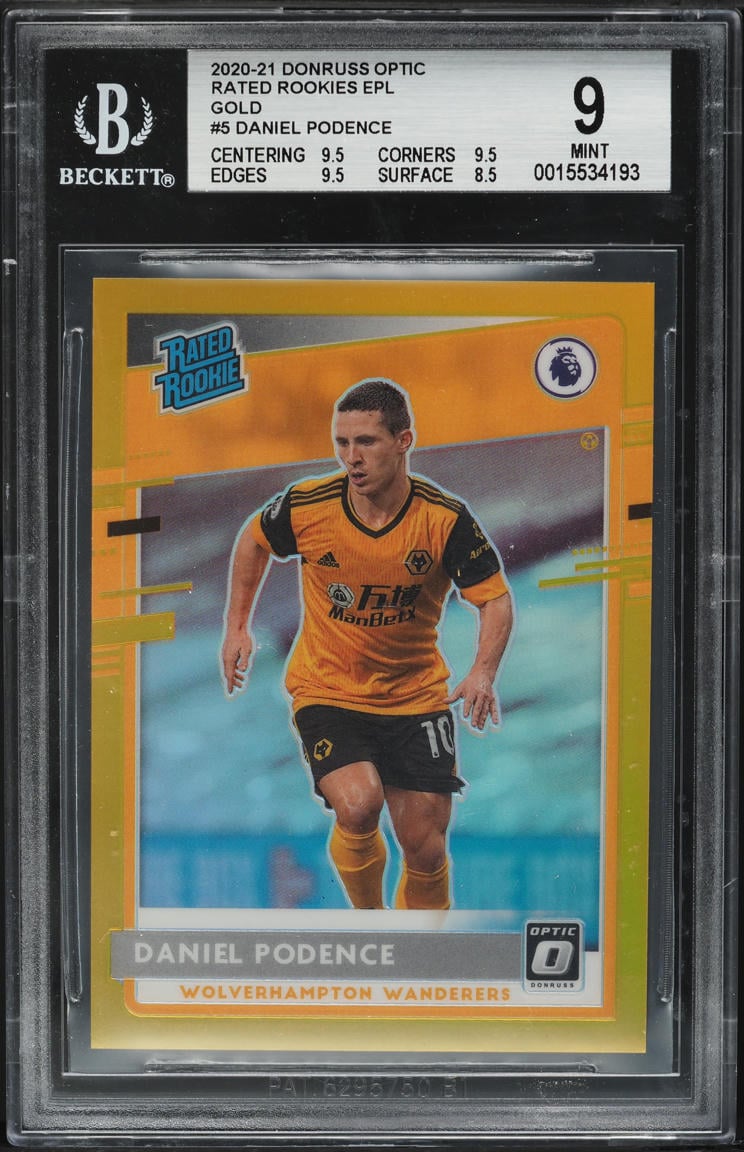 2020 Donruss Optic Premier League Gold Daniel Podence ROOKIE /10 #5 BGS 9 MINT