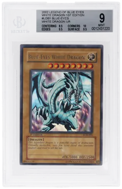 2002 Yu-Gi-Oh! Legend of Blue Eyes White Dragon 1st Edition Blue-Eyes White Dragon #LOB-001 BGS 9