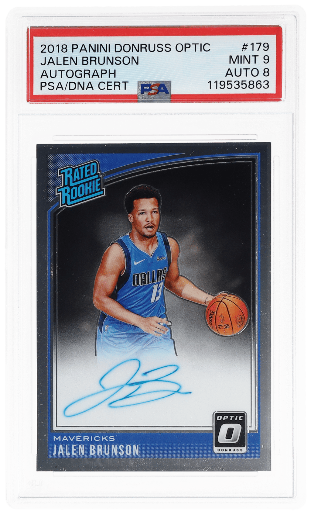 2018 Donruss Optic Rated Rookie Autograph Jalen Brunson #179 PSA 9