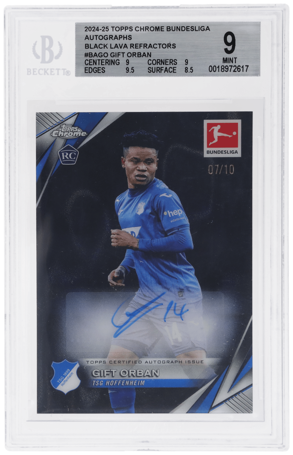 2024 Topps Chrome Bundesliga Autograph Black Lava Refractor Gift Orban #BA-GO 7/10 BGS 9