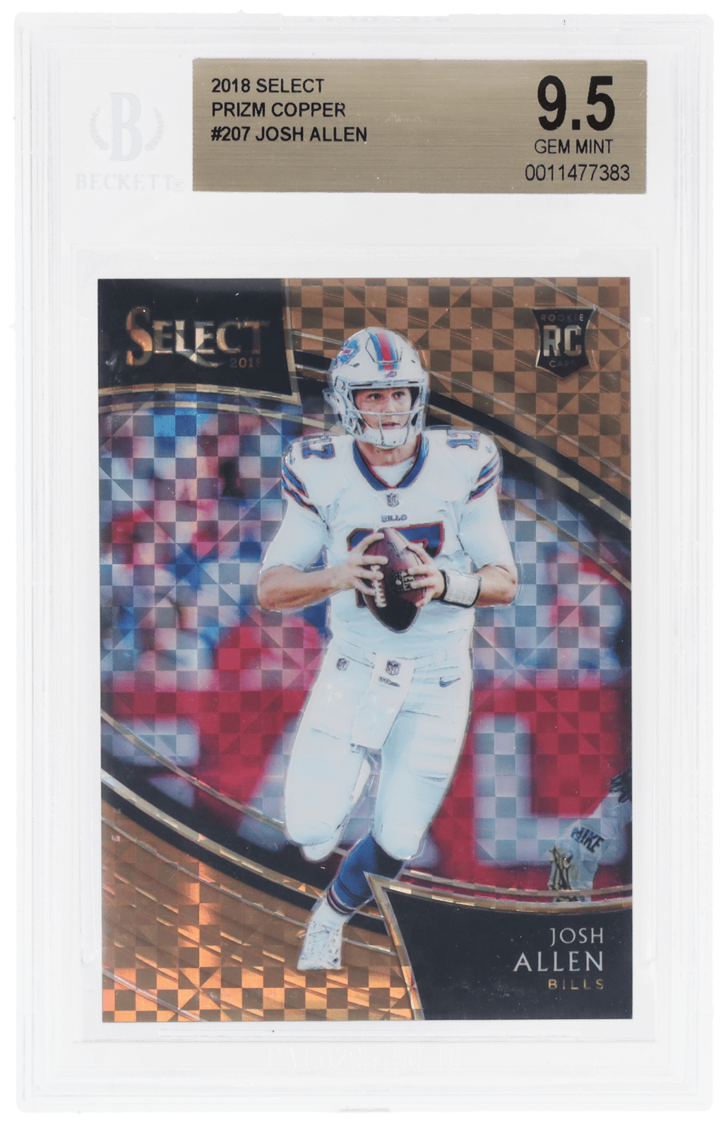 2018 Panini Select Field Level Copper Prizm Josh Allen #207 30/75 BGS 9.5