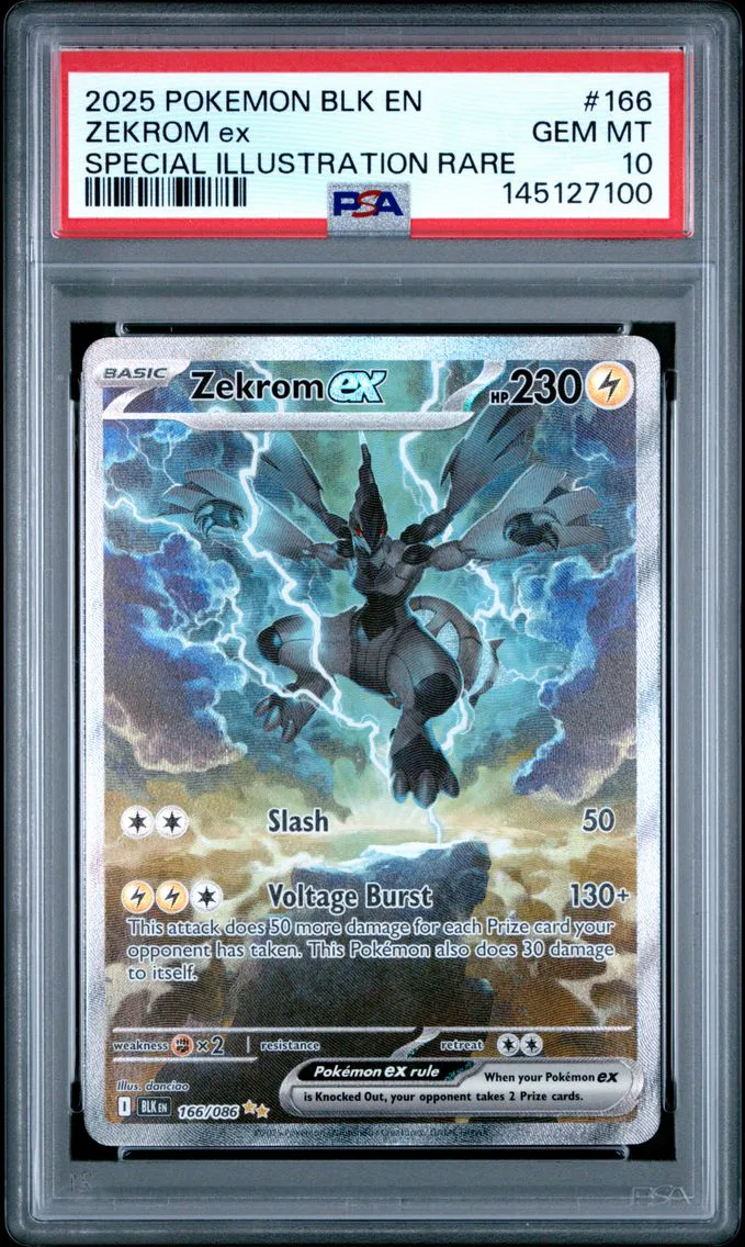 2025 #166 Zekrom EX PSA 10 Blk EN-Black Bolt — Common