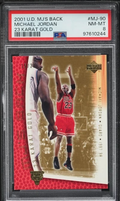 2001 Upper Deck MJ's Back 23 Karat Gold Michael Jordan /23 #MJ-90 PSA 8 NM-MT