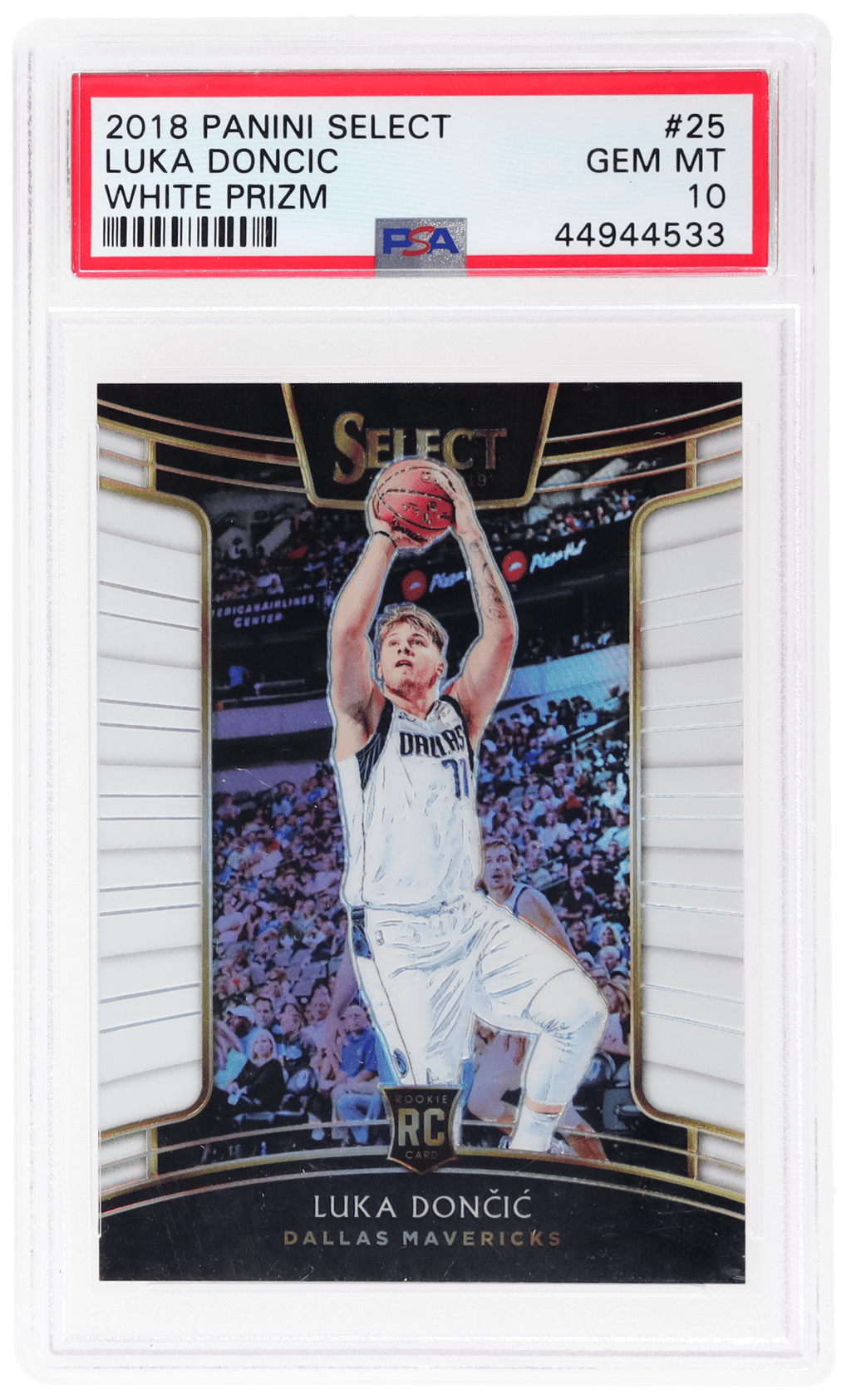 2018 Panini Select Concourse White Prizm Luka Doncic #25 137/149 PSA 10