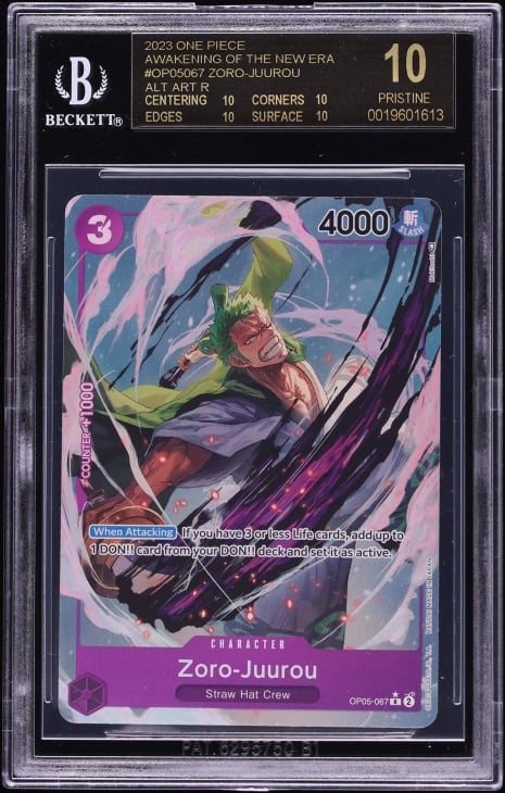 2023 One Piece Awakening Of The New Era Alt Art Zoro-Juurou #OP05-067 BGS 10 BLACK LABEL