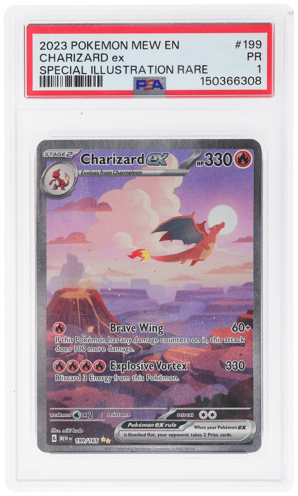 2023 Pokemon Mew Special Illustration Rare Charizard Ex #199 PSA 1