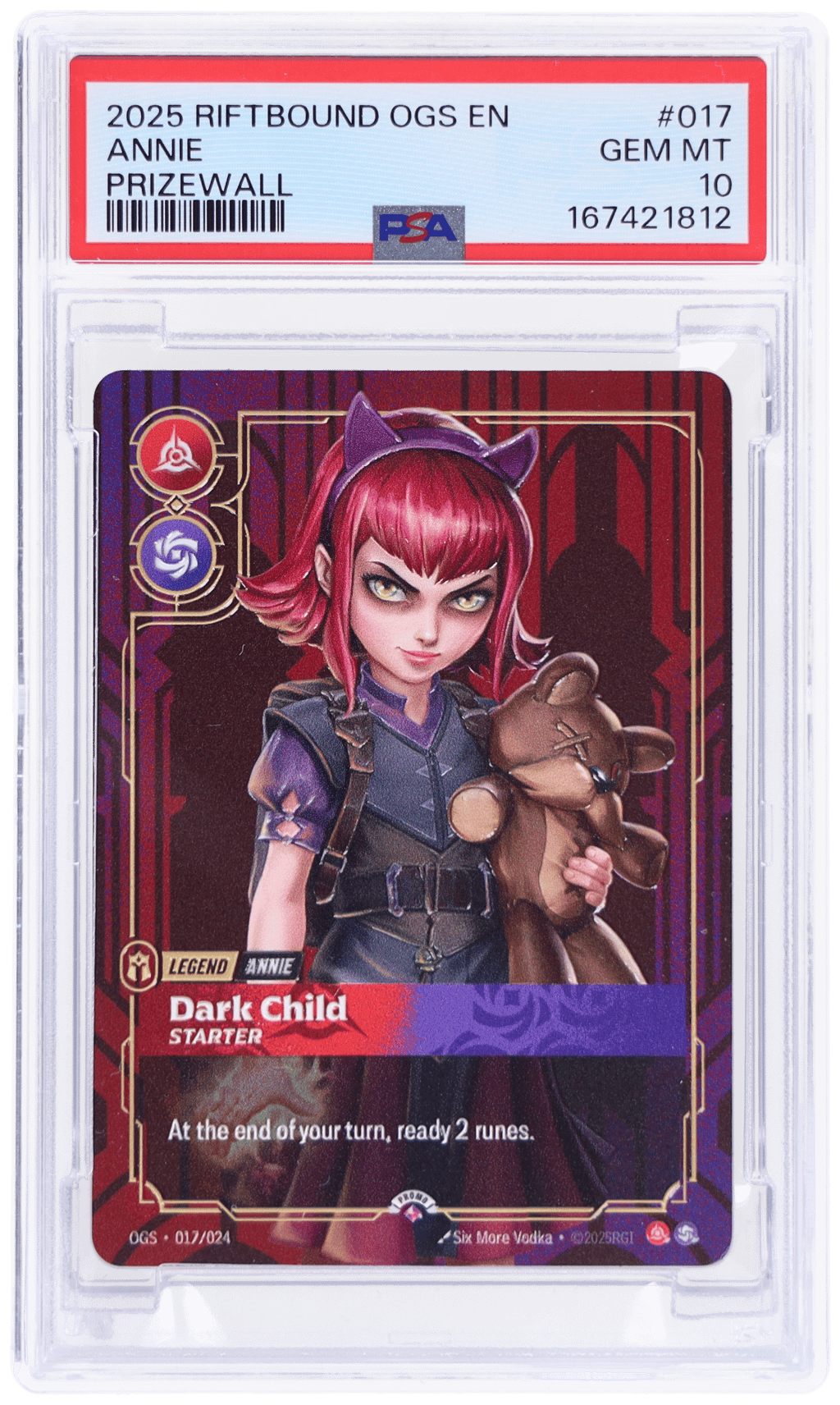2025 Riftbound League of Legends Origins Proving Grounds Metal Champion Legends Prize Wall Annie Dark Child Metal #017 PSA 10