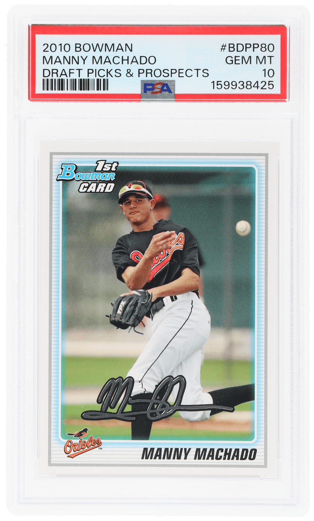 2010 Bowman Draft Picks and Prospects Manny Machado #BDPP80 PSA 10
