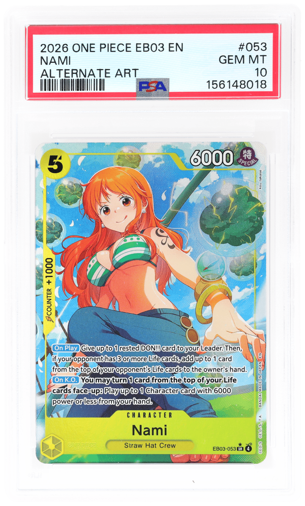 2026 One Piece Heroines Alternate Art Nami #EB03053 PSA 10