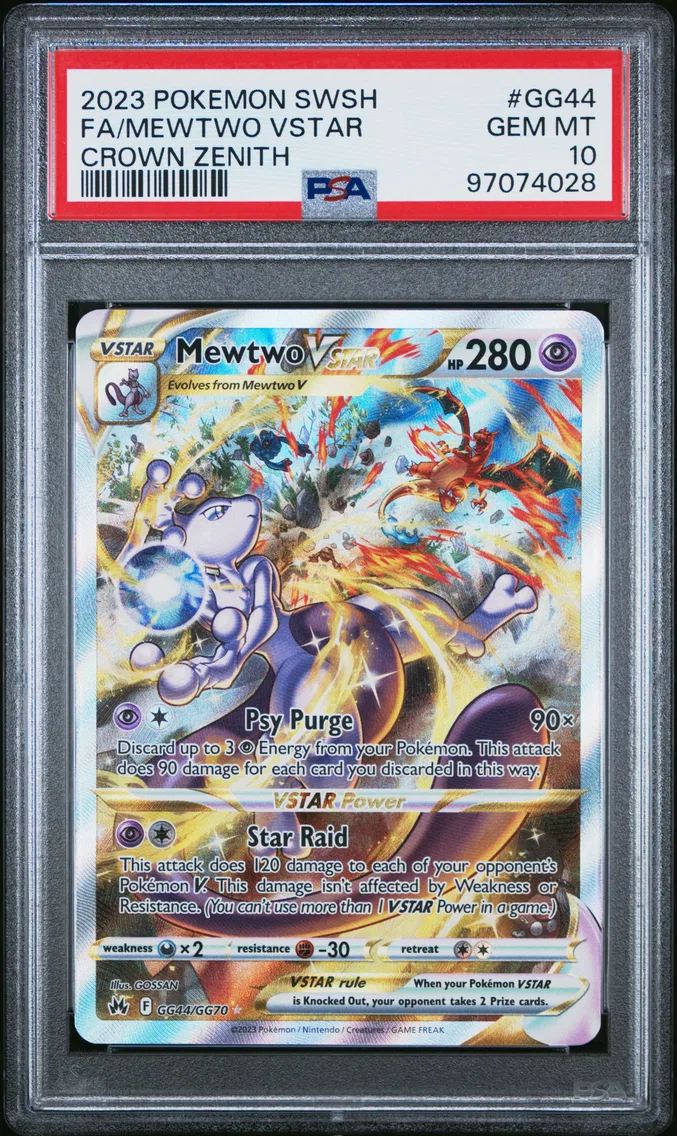 2023 #GG44 Full Art/Mewtwo Vstar PSA 10 Sword and Shield Crown Zenith — Common