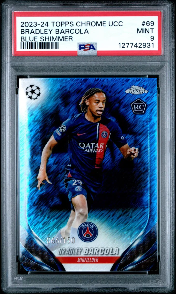 2023 #69 Bradley Barcola PSA 9 Topps Chrome UEFA Club Competitions — Common