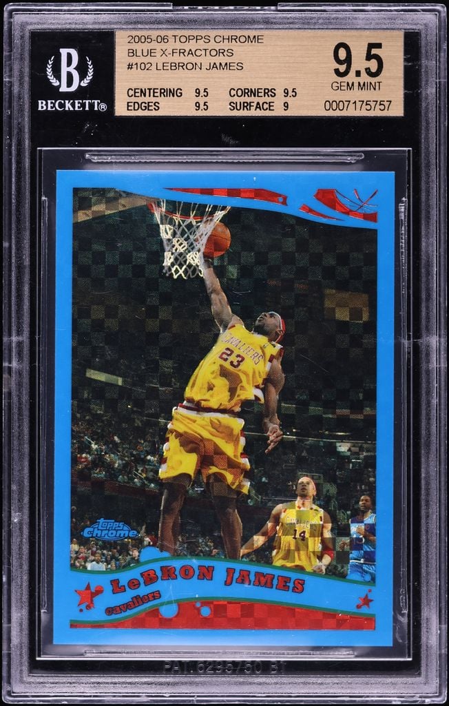 2005 Topps Chrome Blue Xfractor LeBron James /90 #102 BGS 9.5 GEM MINT