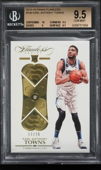 2015 Panini Flawless Diamond Gem Karl-Anthony Towns ROOKIE /20 #136 BGS 9.5 GEM