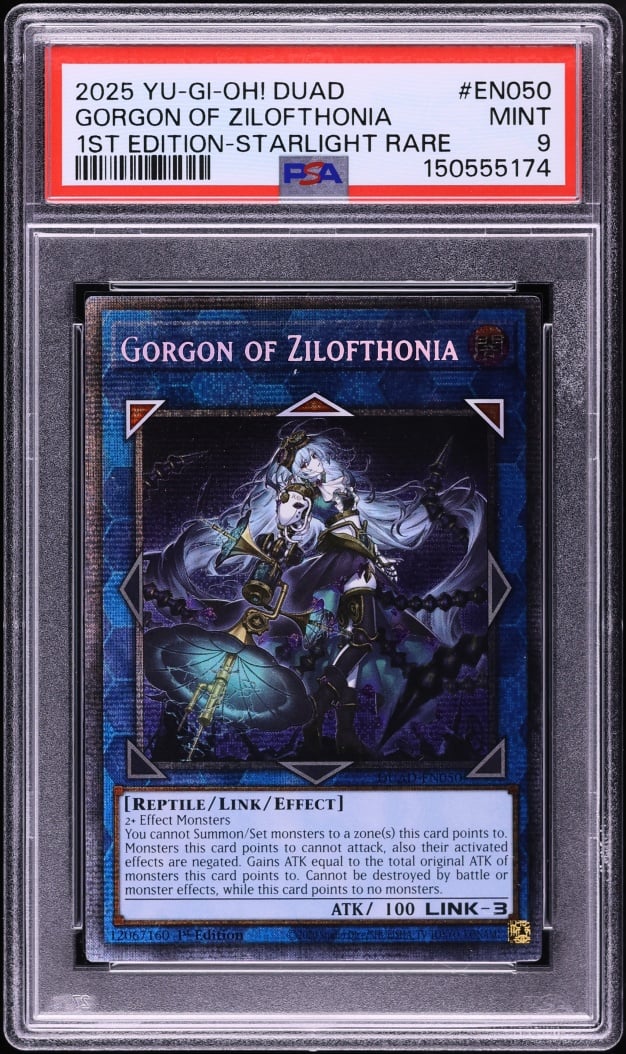 2025 Yu-Gi-Oh! DUAD 1st Edition Starlight Rare Gorgon Of Zilofthonia #DUAD-EN050 PSA 9 MINT