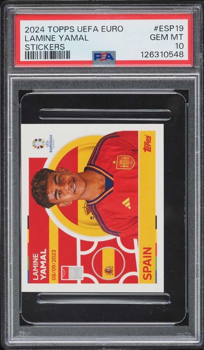 2024 Topps UEFA Euro Stickers Lamine Yamal ROOKIE #ESP19 PSA 10 GEM MINT