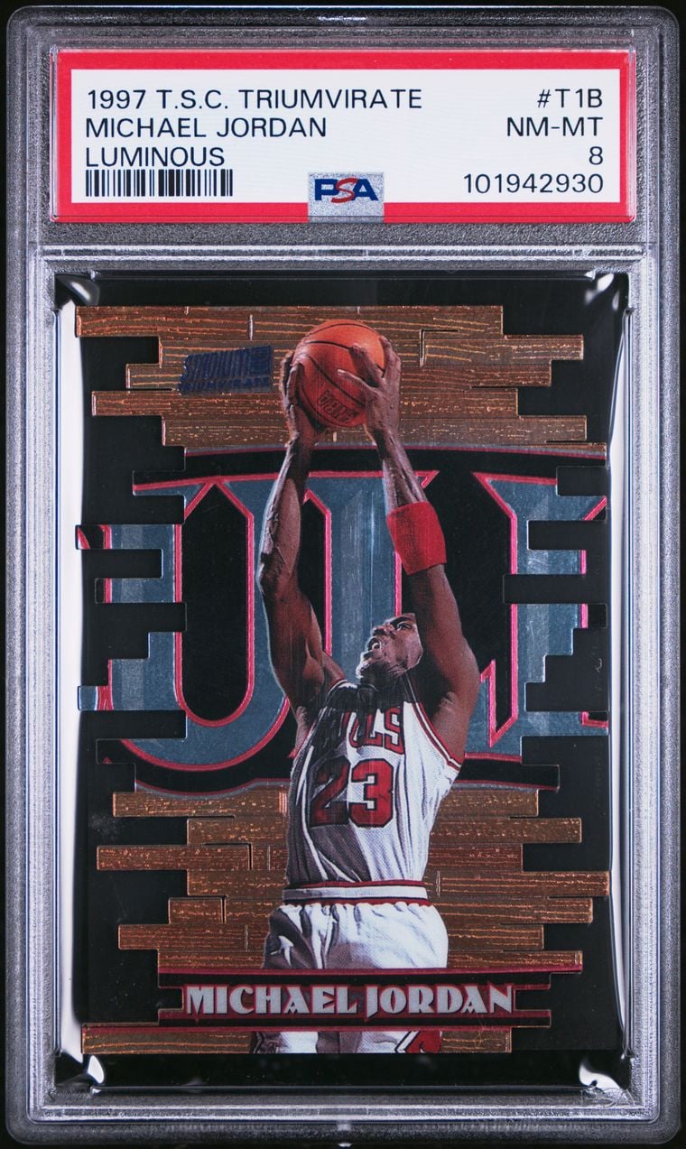 MICHAEL JORDAN #T1B T S C. TRIUMVIRATE LUMINOUS PSA 8.0