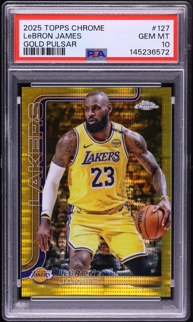 2025 Topps Chrome Gold Pulsar LeBron James /50 #127 PSA 10 GEM MINT