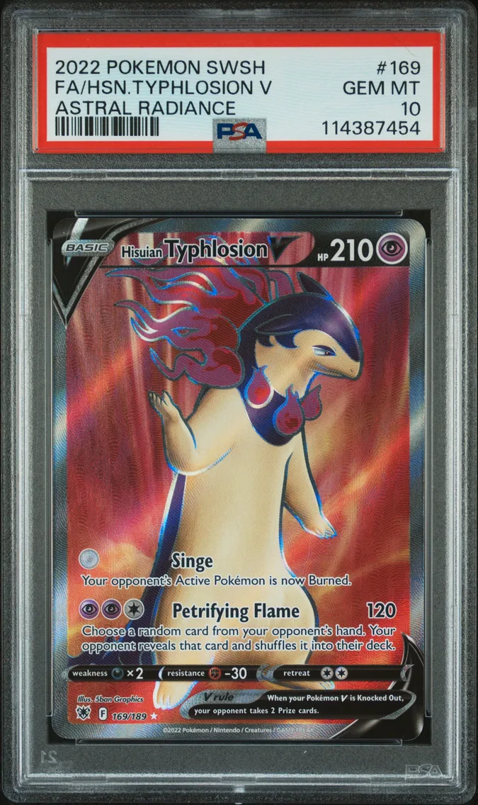 2022 #169 Full Art/Hisuian Typhlosion V PSA 10 Sword & Shield Astral Radiance — Common