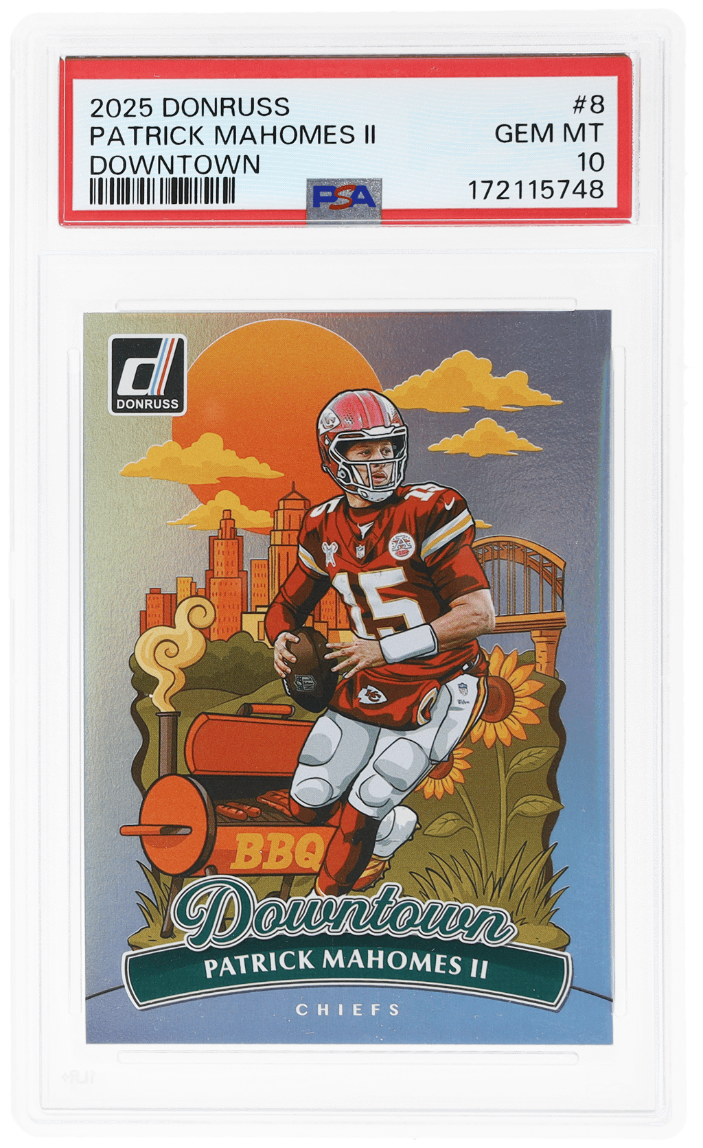 2025 Donruss Downtown! Patrick Mahomes II #8 PSA 10