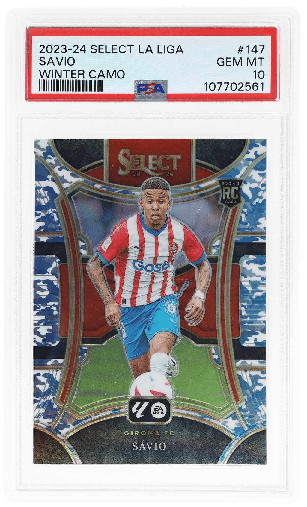 2023 Panini Select La Liga Mezzanine Winter Camo Savio #147 29/99 PSA 10