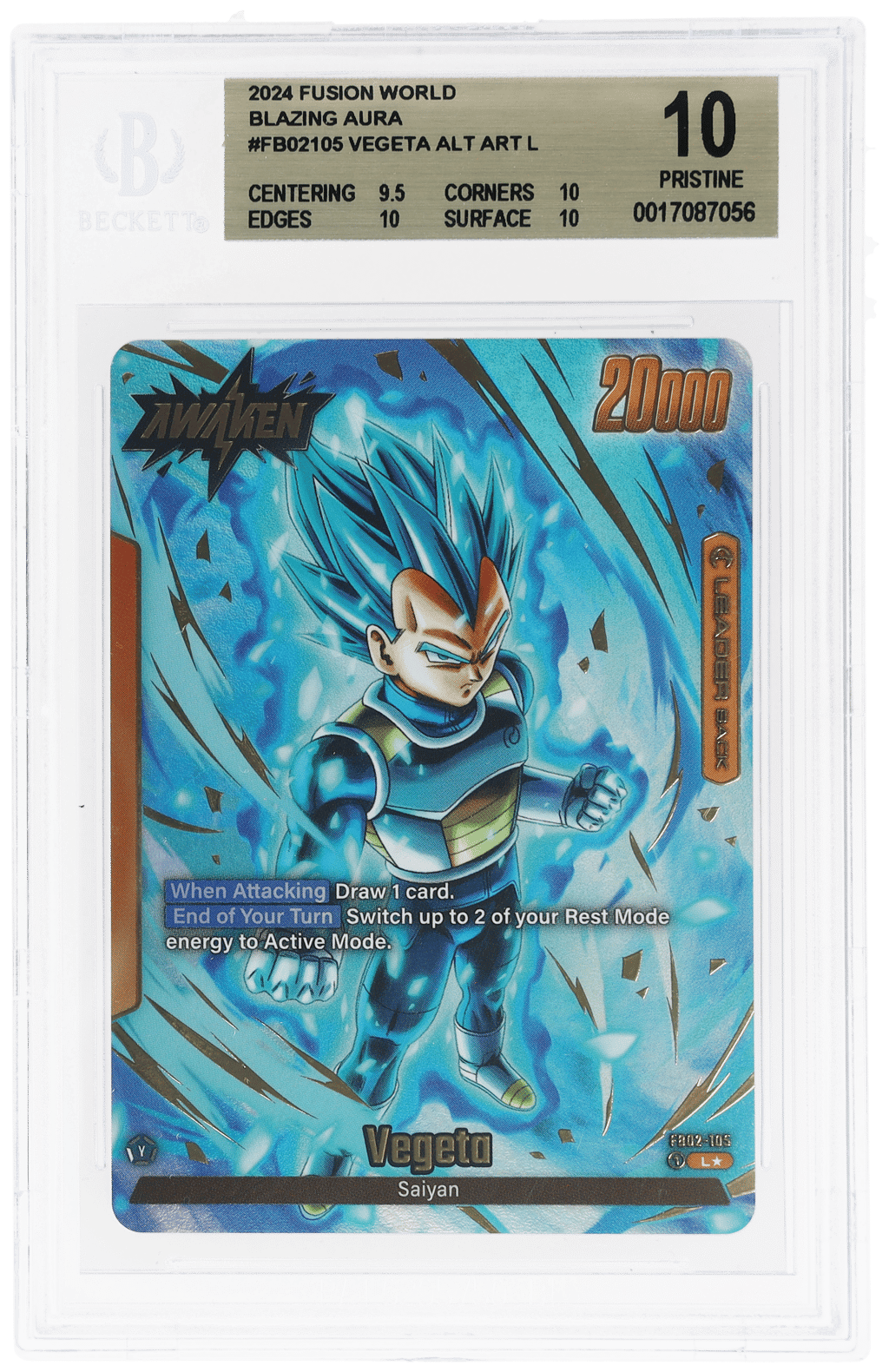2024 Dragon Ball Super Card Game Fusion World Blazing Aura Alternate Art Vegeta #FB02105 BGS 10