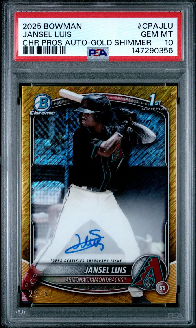 2025 #CPAJLU Jansel Luis PSA 10 Bowman Chrome Prospect Autographs — Uncommon