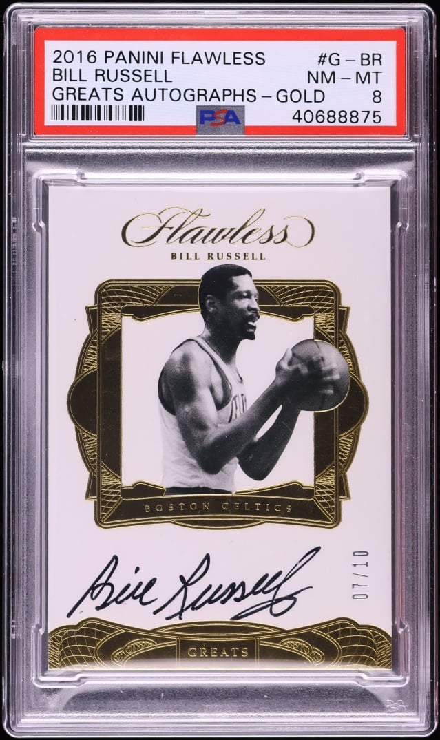 2016 Panini Flawless Greats Gold Bill Russell AUTO /10 #G-BR PSA 8 NM-MT