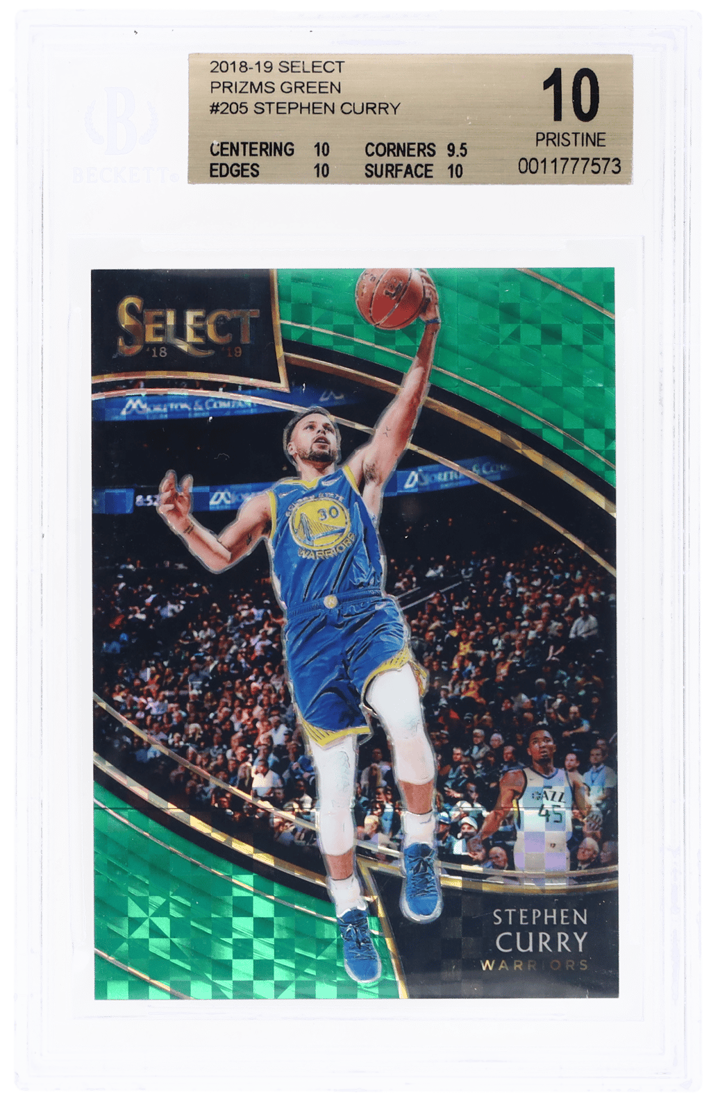2018 Panini Select Courtside Green Prizm Stephen Curry #205 5/5 BGS 10