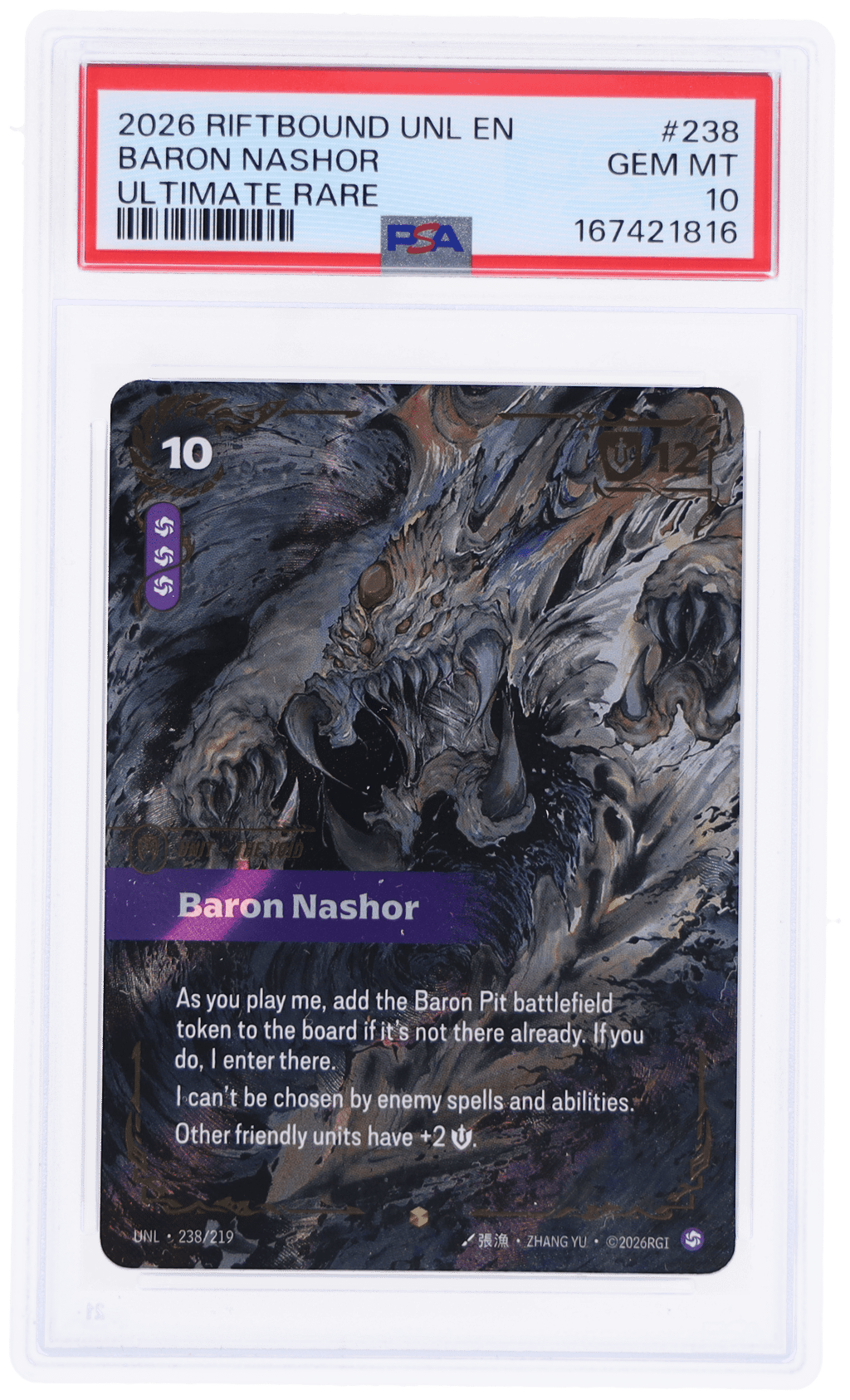 2026 Riftbound League of Legends Unleashed Ultimate Rare Baron Nashor #238 PSA 10