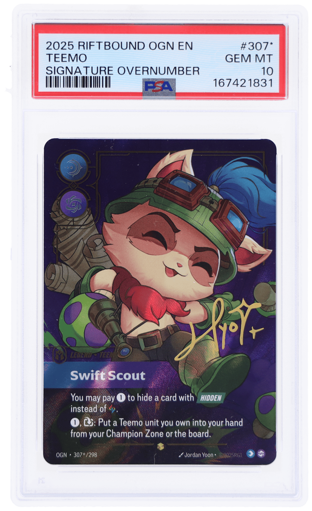2025 Riftbound League of Legends Origins Signature Overnumber Teemo #307 PSA 10