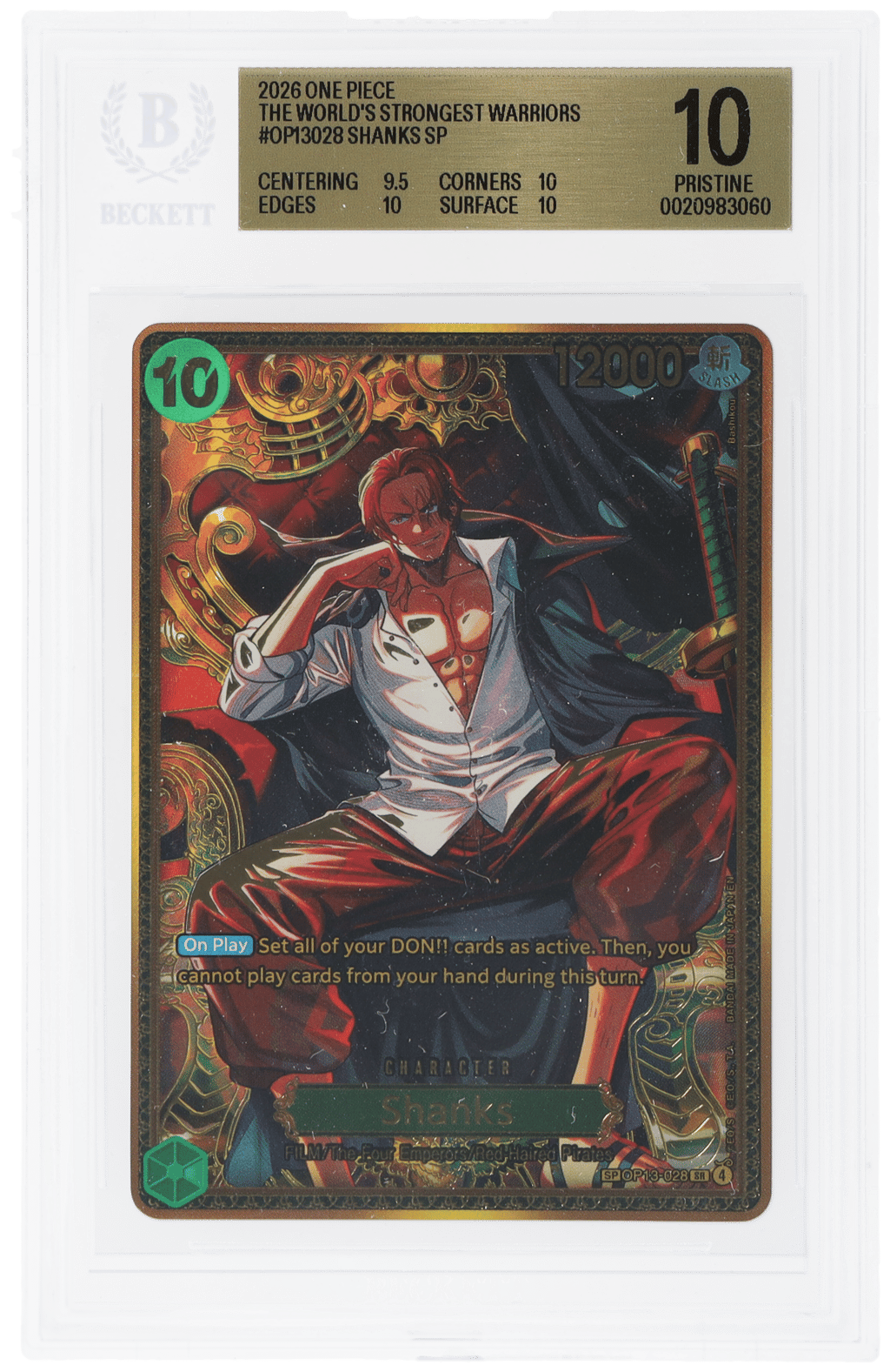2026 One Piece the World’S Strongest Warriors Special Alternate Art Shanks #OP13028 BGS 10