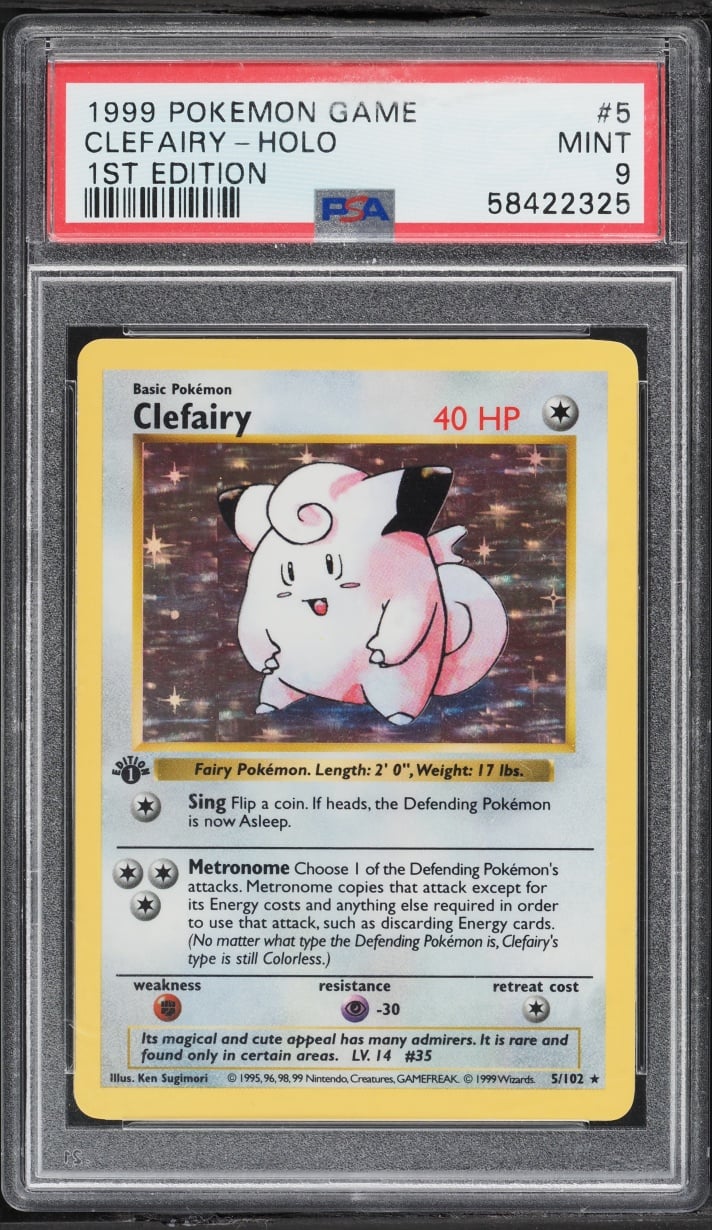 1999 Pokemon Base Set Shadowless 1st Edition Holo Clefairy #5 PSA 9 MINT
