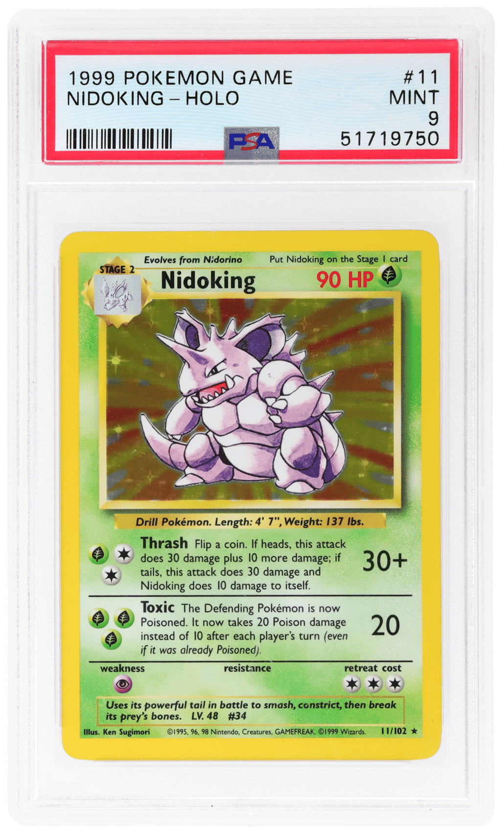 1999 Pokemon Game Holo Nidoking #11 PSA 9