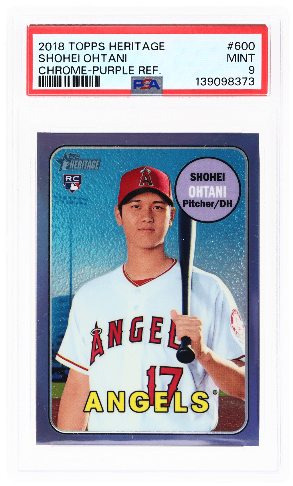 2018 Topps Heritage Chrome Purple Refractor Shohei Ohtani #THC-600 PSA 9