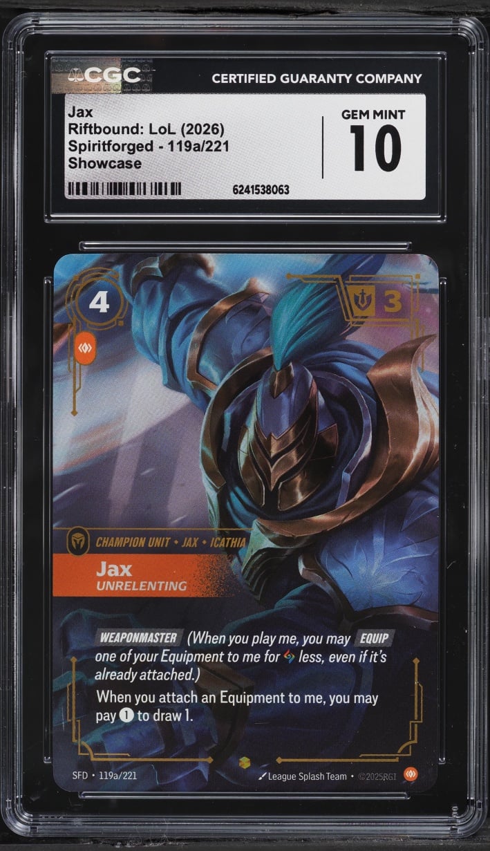 2026 Riftbound League Of Legends LoL Spiritforged Showcase Jax #119a CGC 10 GEM MINT