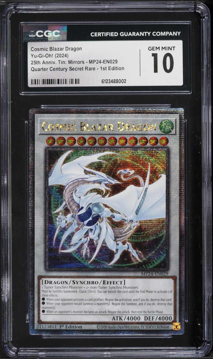 2024 Yu-Gi-Oh! MP24 Quarter Century Secret Rare 1st Ed Cosmic Blazar Dragon #MP24-EN029 CGC 10