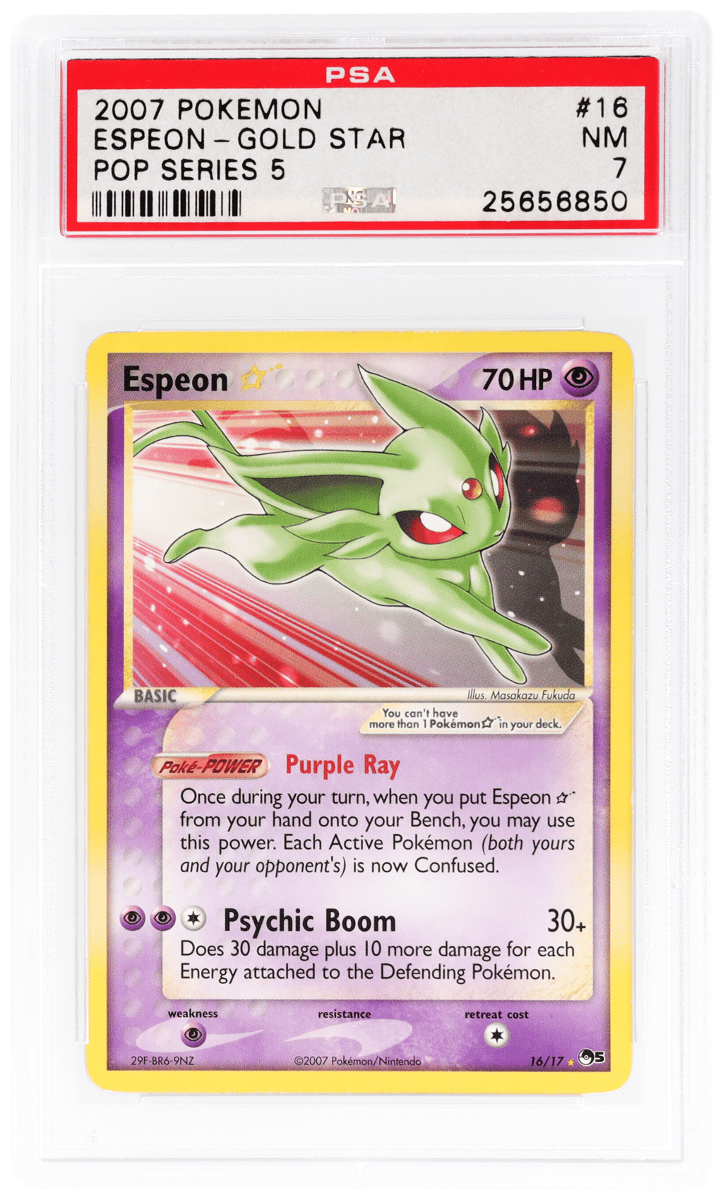 2007 Pokemon Pop Series 5 Gold Star Espeon #16 PSA 7