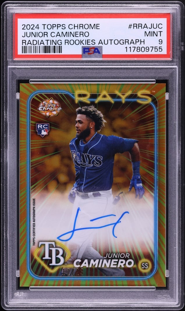 2024 Topps Chrome Radiating Junior Caminero ROOKIE AUTO /23 #RRAJUC PSA 9 MINT