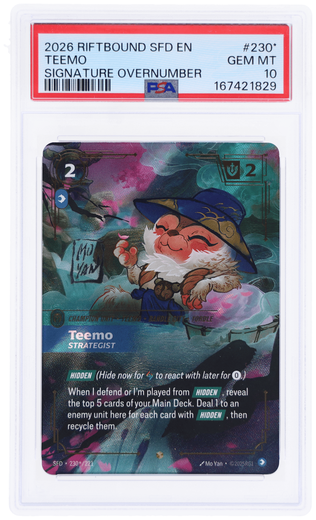 2026 Riftbound League of Legends Spiritforged Strategist Signature Overnumber Teemo #230* PSA 10