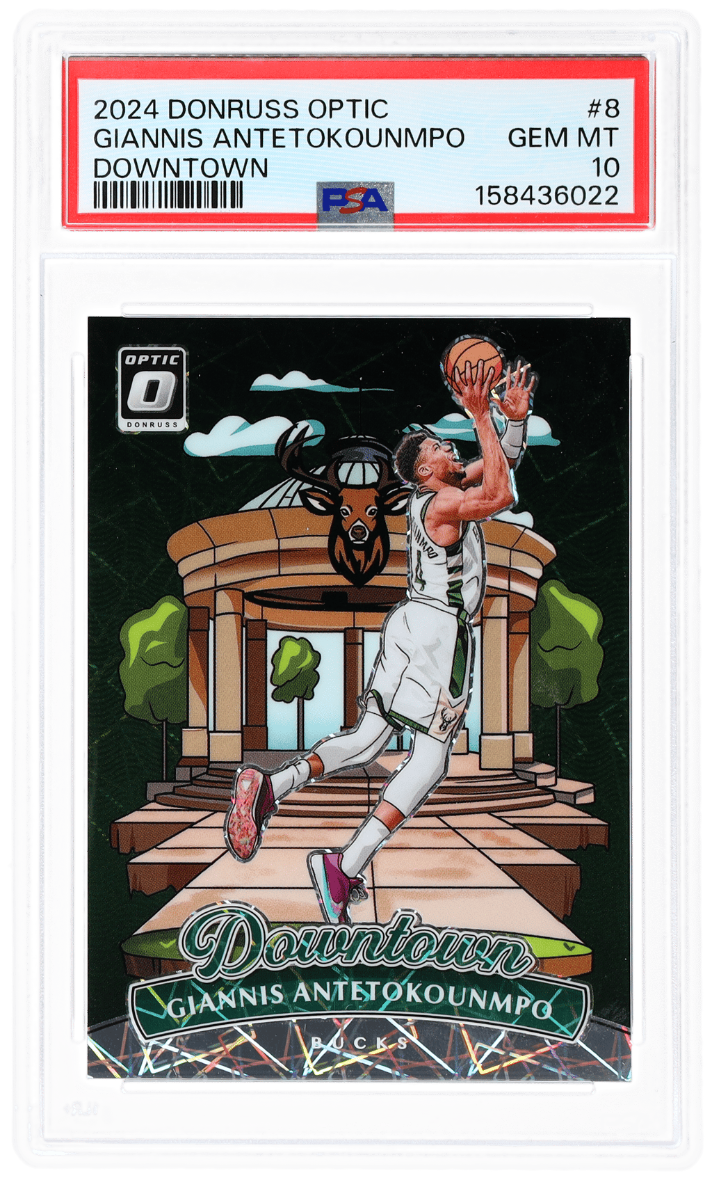 2024 Donruss Optic Downtown Giannis Antetokounmpo #8 PSA 10