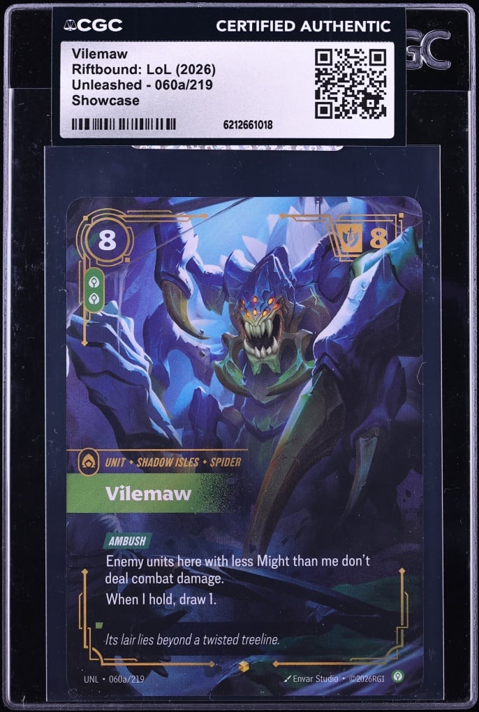 2026 Riftbound League Of Legends LoL Unleashed Showcase Vilemaw #60a CGC AUTH
