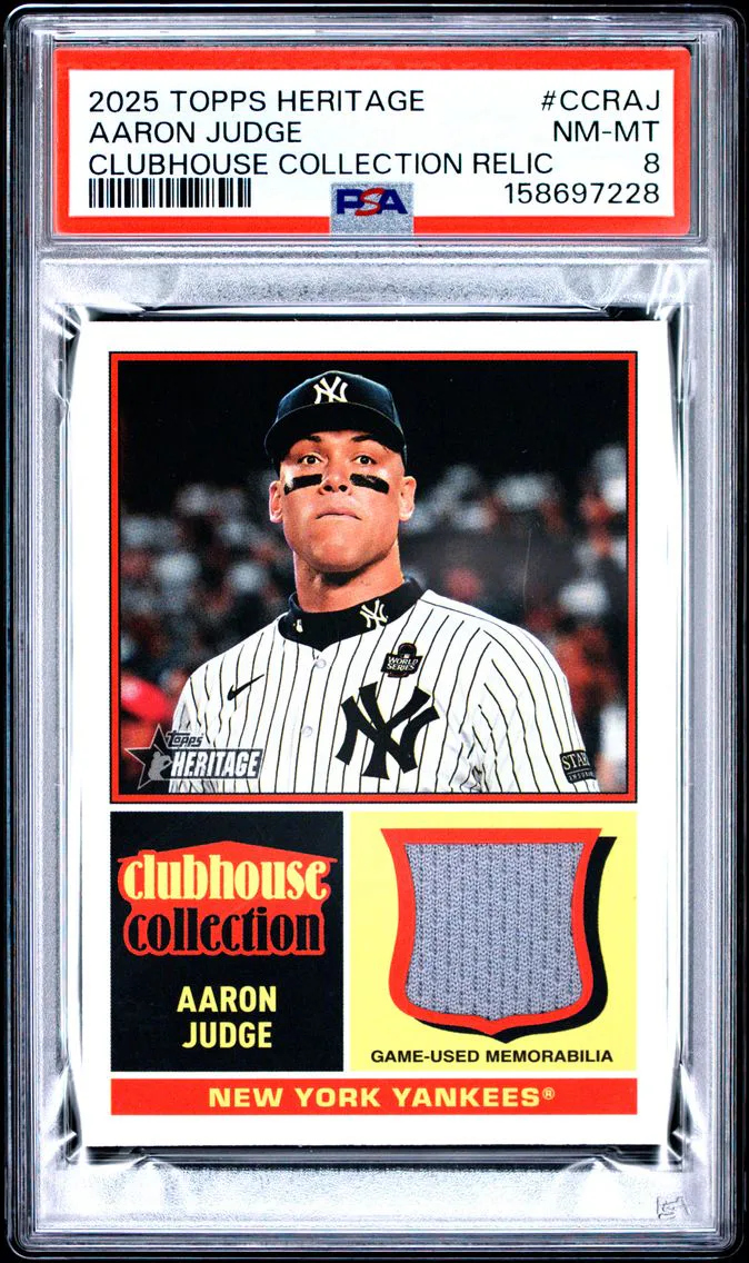 2025 #CCRAJ Aaron Judge PSA 8 Topps Heritage Clubhouse Collection Relics — Common
