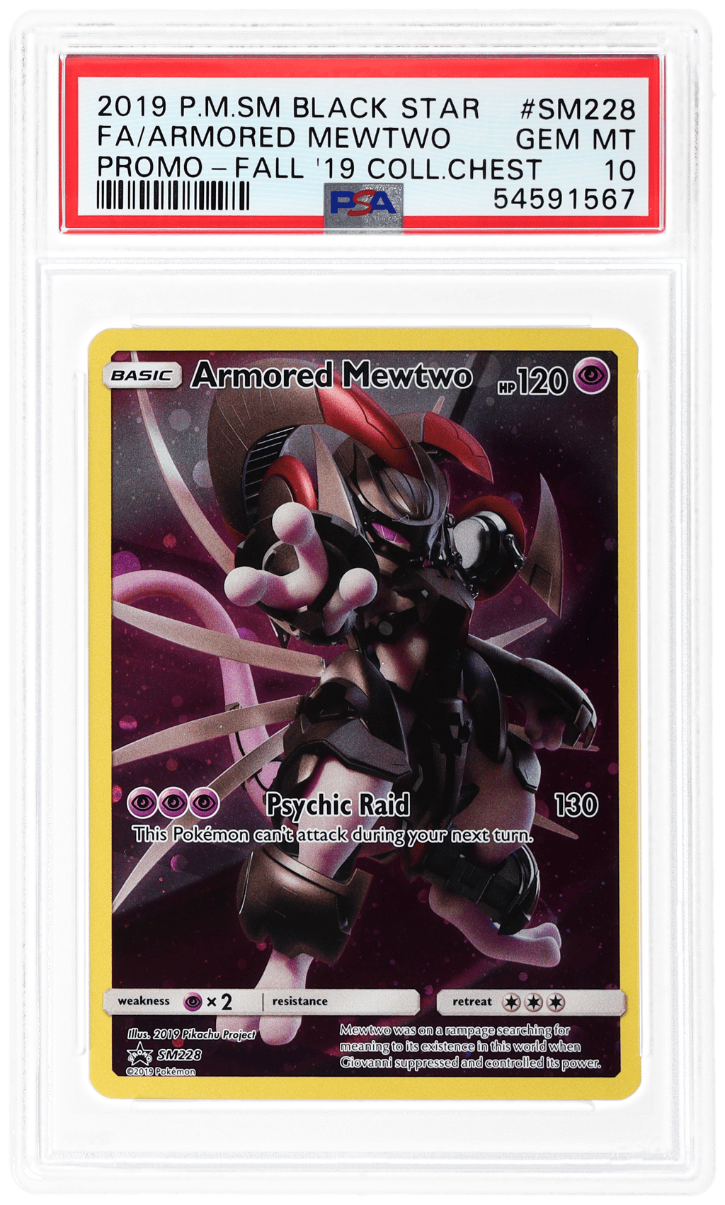 2019 Pokemon Sun and Moon Black Star Promos Fall Collector Chest Armored Mewtwo #SM228 PSA 10
