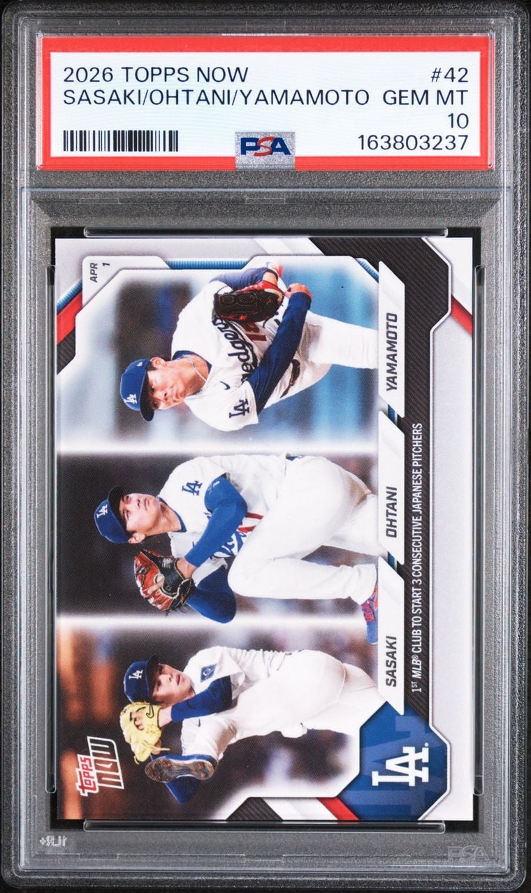 2026 Roki Sasaki / Shohei Ohtani / Yoshinobu Yamamoto #42 Topps Now PSA 10.0