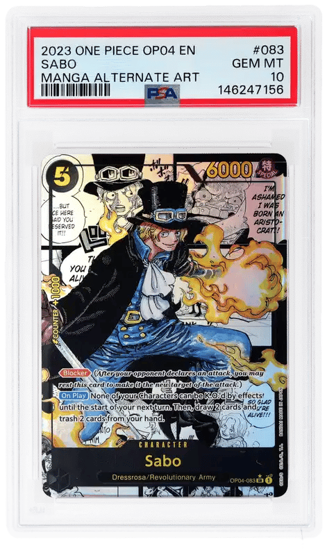 2023 One Piece Kingdoms of Intrigue Manga Alternate Art Sabo #OP04-083 PSA 10